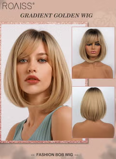 Gradient Brown Bob Wig with Bangs